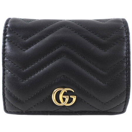 Gucci Matelasse Monogram Black Leather Compact Wallet