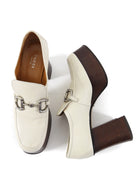 Gucci Ivory Leather Horsebit Platform Loafer Shoes - 40