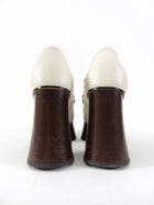 Gucci Ivory Leather Horsebit Platform Loafer Shoes - 40