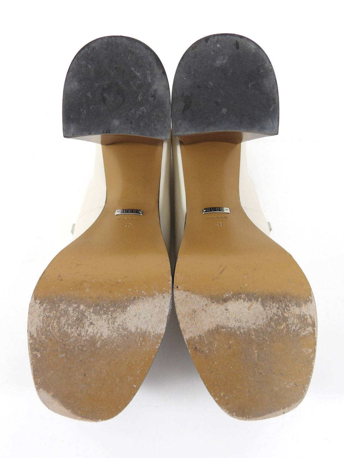 Gucci Ivory Leather Horsebit Platform Loafer Shoes - 40