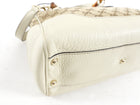 Gucci Ivory Leather Monogram Canvas Bamboo Diana Bag