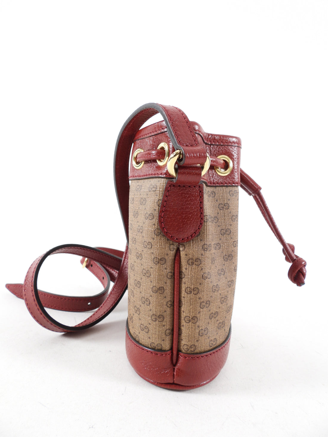 Gucci x Doremon Burgundy Monogram Candy Mini Bucket Bag