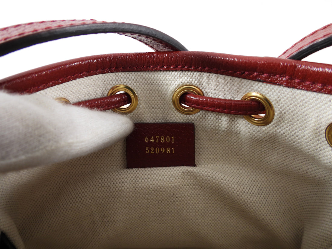 Gucci x Doremon Burgundy Monogram Candy Mini Bucket Bag