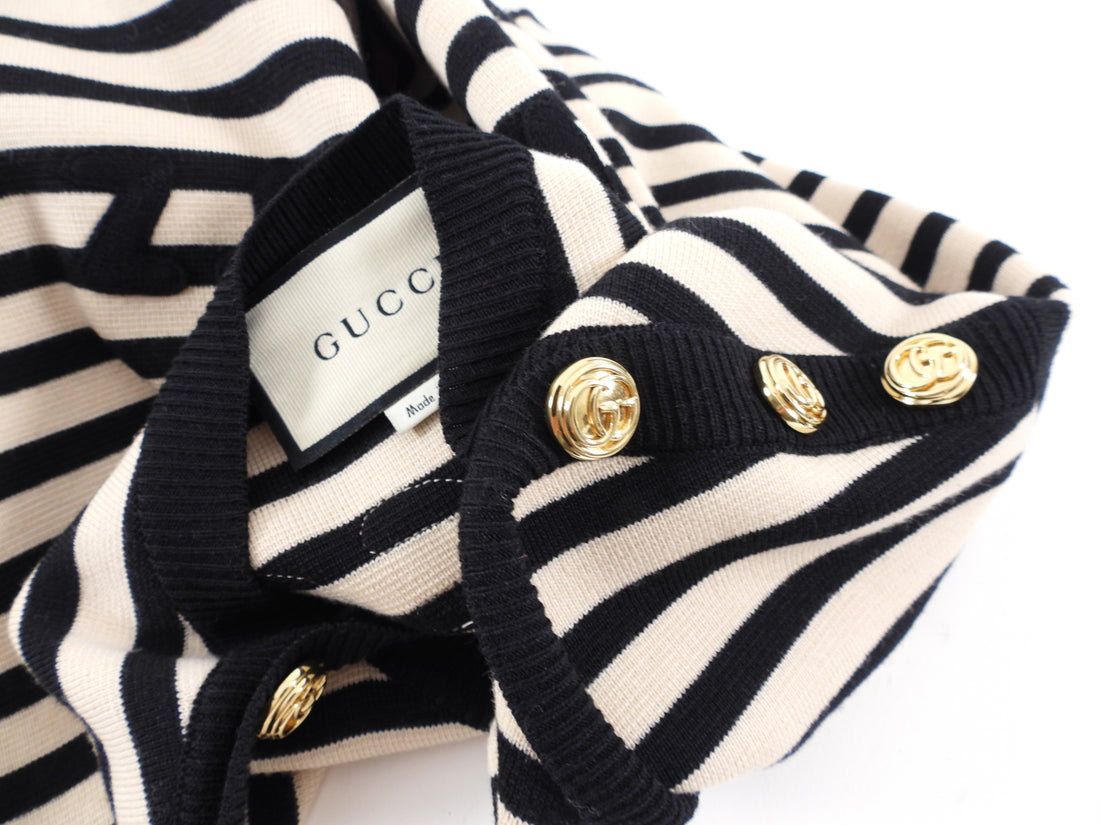 Gucci Black and Ivory Striped Tricot Pour Biarritz Dress - M / L (8/10)