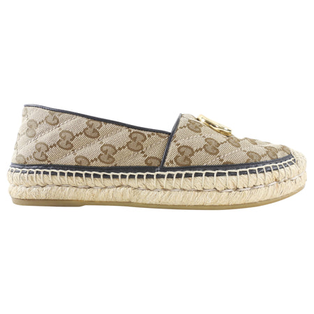 Gucci Brown Monogram Canvas GG Flat Espadrilles - 35.5 / 5