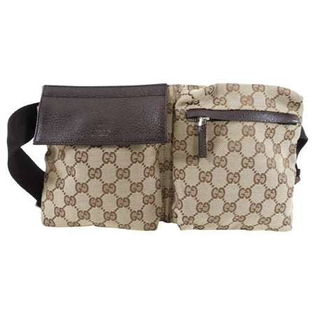 Gucci Brown Monogram Canvas and Leather Belt Bag