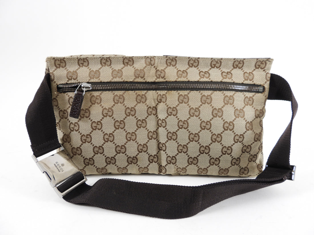 Gucci Brown Monogram Canvas and Leather Belt Bag