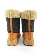 Gucci GG Monogram Olive/Tan Wool Shearling Snow Boots - 39.5