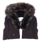 Gucci Brown Fox Fur Trim Knit Pocket Shawl Scarf