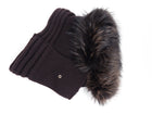 Gucci Brown Fox Fur Trim Knit Pocket Shawl Scarf