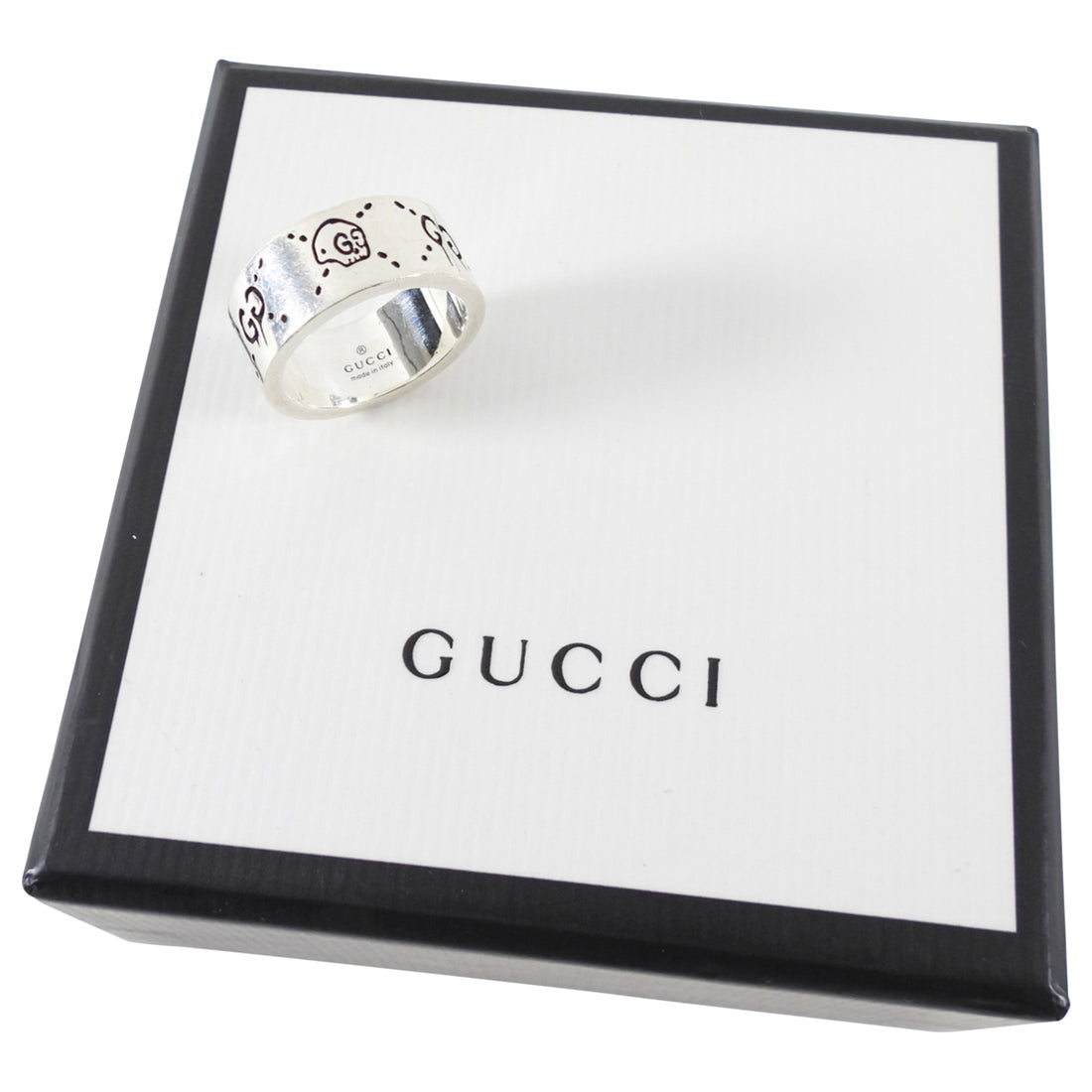 Gucci Ghost GG Sterling Silver Band Ring - USA 6