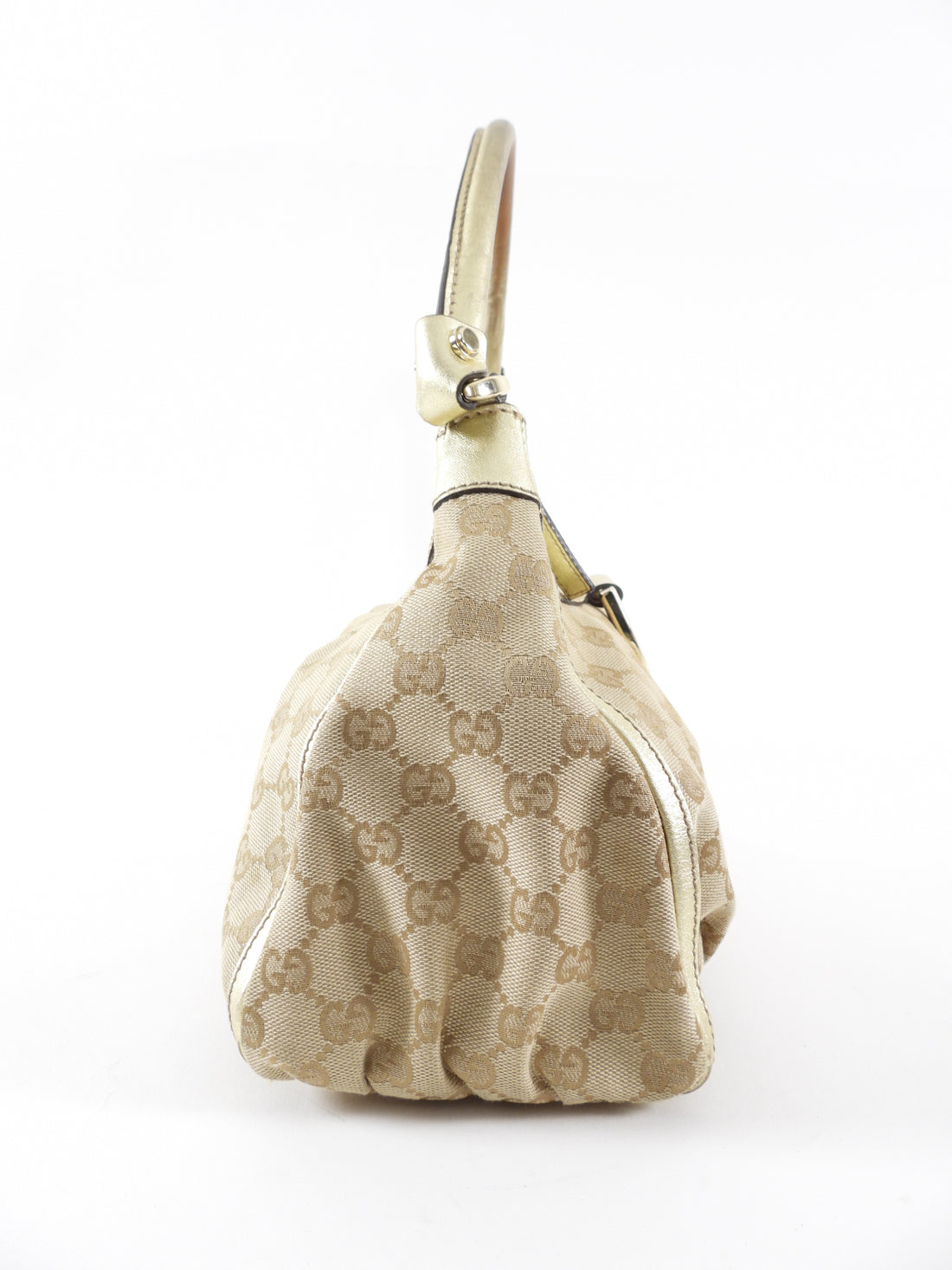 Gucci Monogram Canvas Gold Small D Ring Hobo Bag