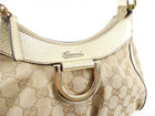 Gucci Monogram Canvas Gold Small D Ring Hobo Bag