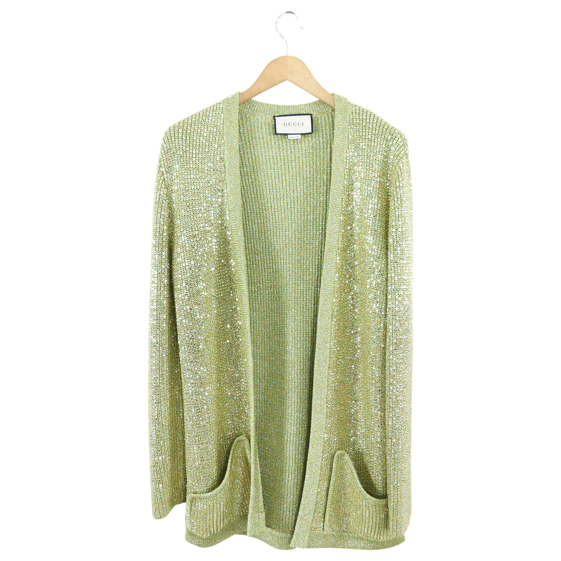 Gucci Green Knit Heavily Glass Beaded Cardigan Sweater - M (6/8)