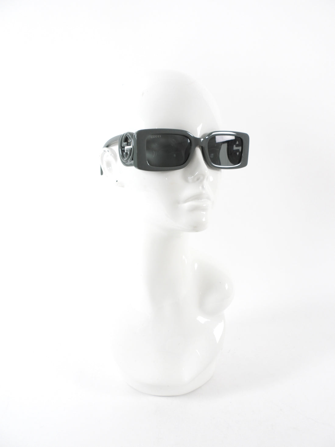 Gucci GG1325S Sage Green GG temple Logo Rectangular Sunglasses