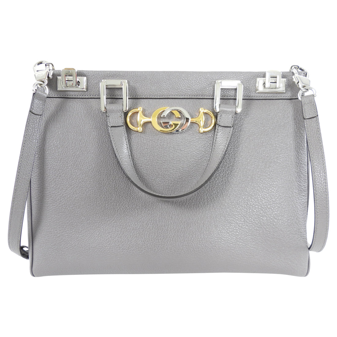 Gucci Grey Leather Large Zumi Tote Bag