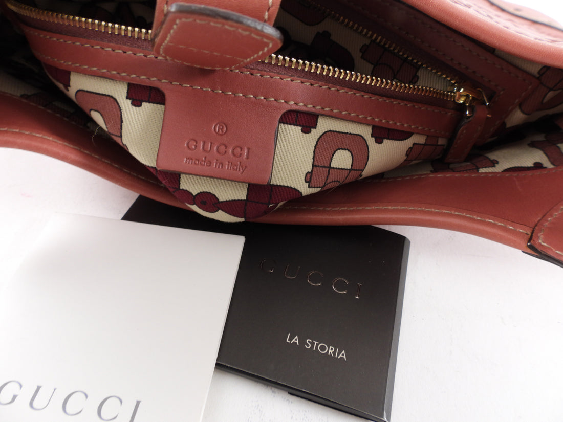 Gucci Quartz Rose Leather Guccissima Hobo Bag