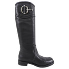 Gucci Silvertone Horsebit Black Leather Tall Riding Boot - 36.5