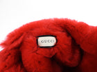 Gucci Navy Brown Pattern Knit Wool Hunting Hat With Red Shearling