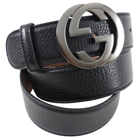 Gucci GG Black Leather Interlocking Belt - 110 / 44