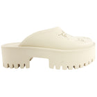 Gucci Ivory Rubber Perforated GG Platform Clog - USA 7.5