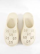 Gucci Ivory Rubber Perforated GG Platform Clog - USA 7.5