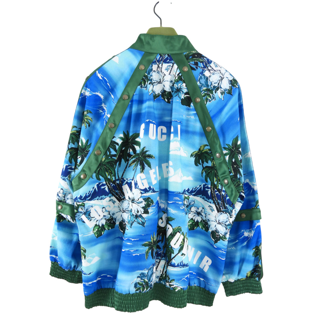 Gucci Blue and Green Los Angeles Souvenir Palm Tree Snap Jacket - S / M