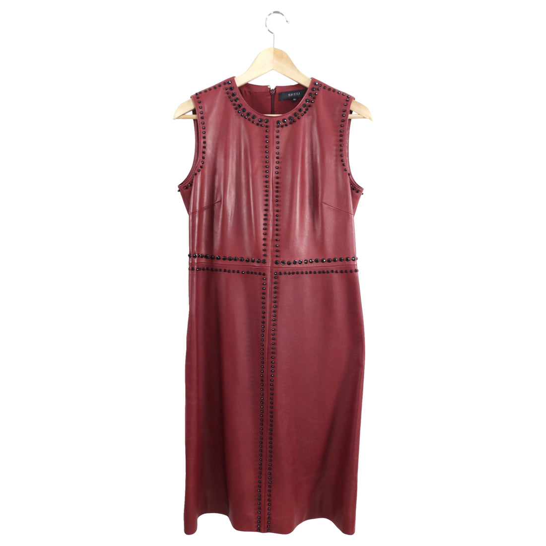 Gucci Burgundy Leather Embellished Dress - M / 8 I MISS YOU VINTAGE Gucci Burgundy Leather Embellished Dress - M / 8 I MISS YOU VINTAGE