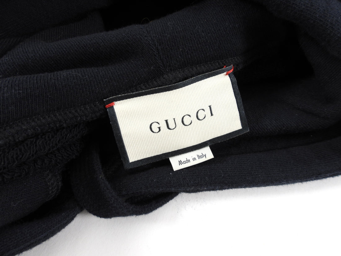 Gucci Black Graphic Logo Hooded Dress