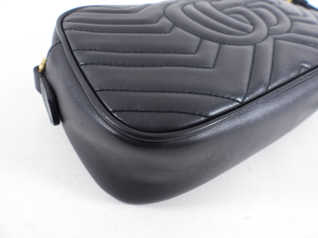 Gucci Marmont Black Matelasse Leather Camera Bag