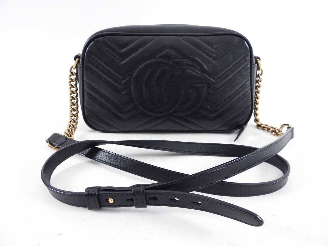 Gucci Marmont Black Matelasse Leather Camera Bag