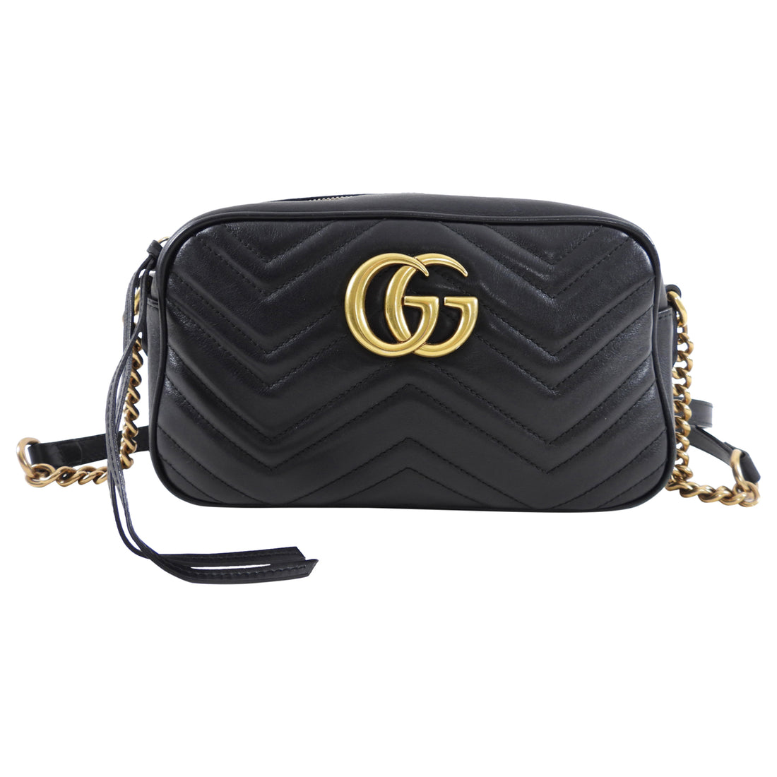 Gucci Marmont Black Matelasse Leather Camera Bag