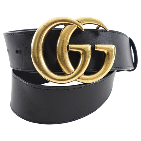 Gucci Marmont Black Leather 40mm Wide Belt - 80/32