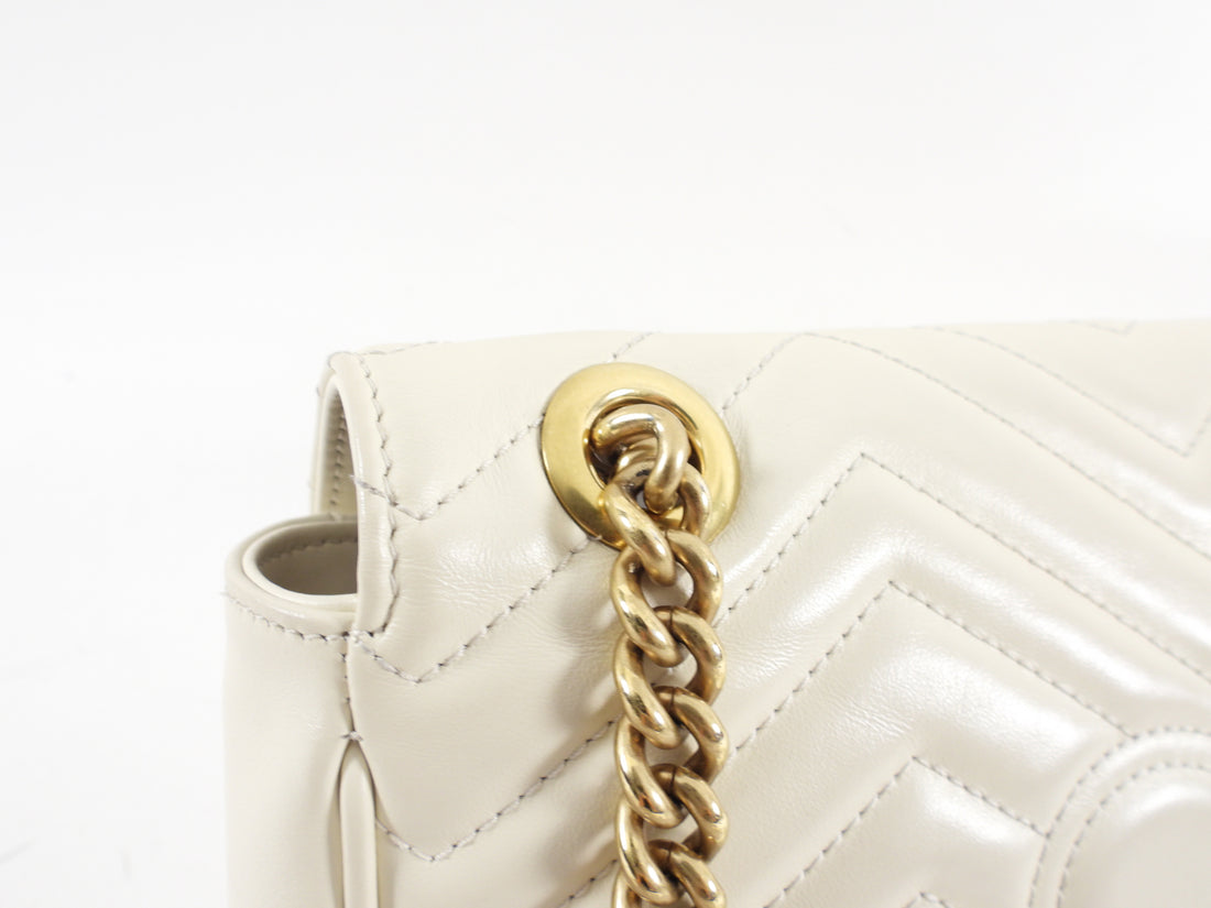 Gucci Ivory Leather Matelasse Marmont Small Flap Bag