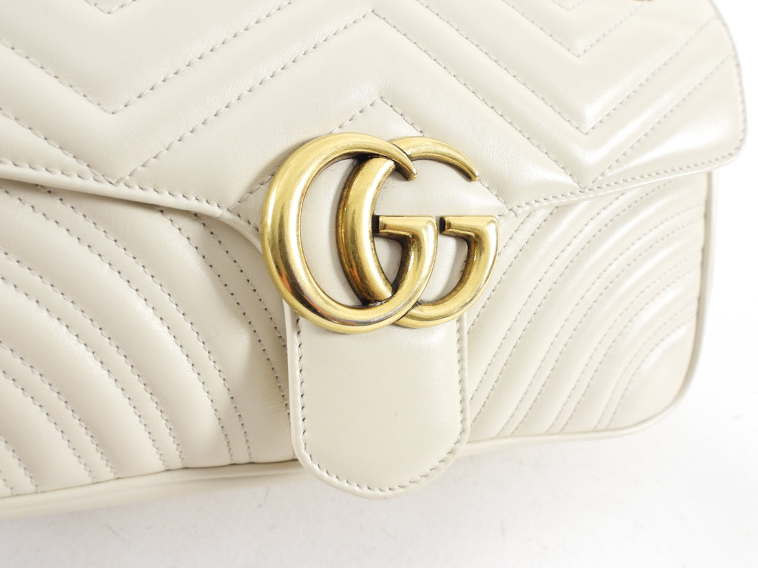 Gucci Ivory Leather Matelasse Marmont Small Flap Bag I MISS YOU VINTAGE