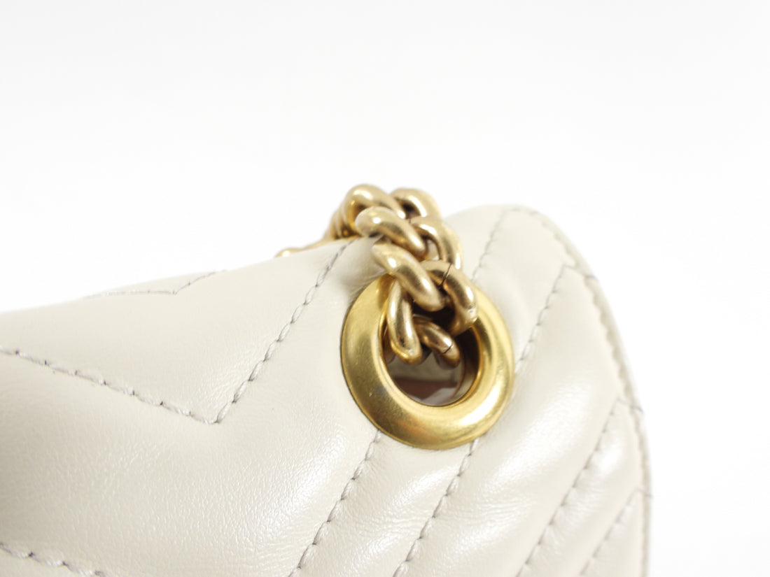 Gucci Ivory Leather Matelasse Marmont Small Flap Bag