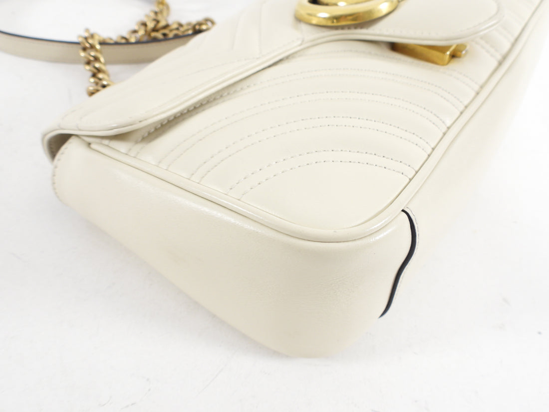 Gucci Ivory Leather Matelasse Marmont Small Flap Bag