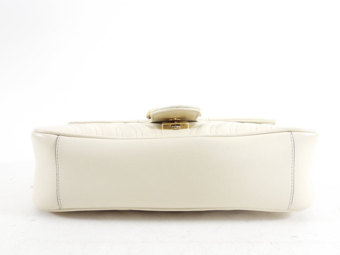 Gucci Ivory Leather Matelasse Marmont Small Flap Bag