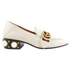 Gucci Ivory Marmont Pearl Peyton Loafer with Web Stripe - 35