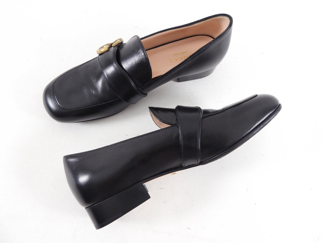 Gucci Marmont Black Leather Loafer - 34.5