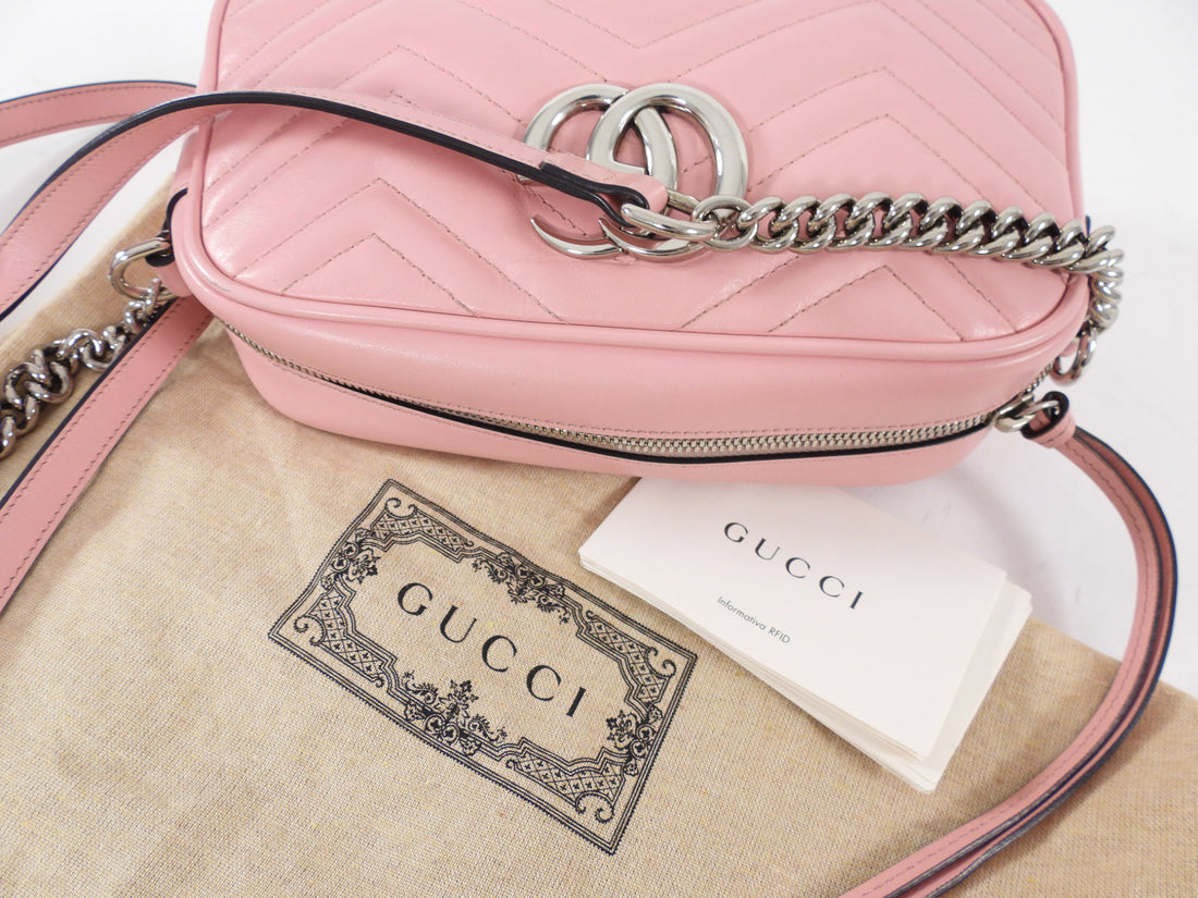Gucci Pink Matelasse Quilted GG Camera Crossbody Bag
