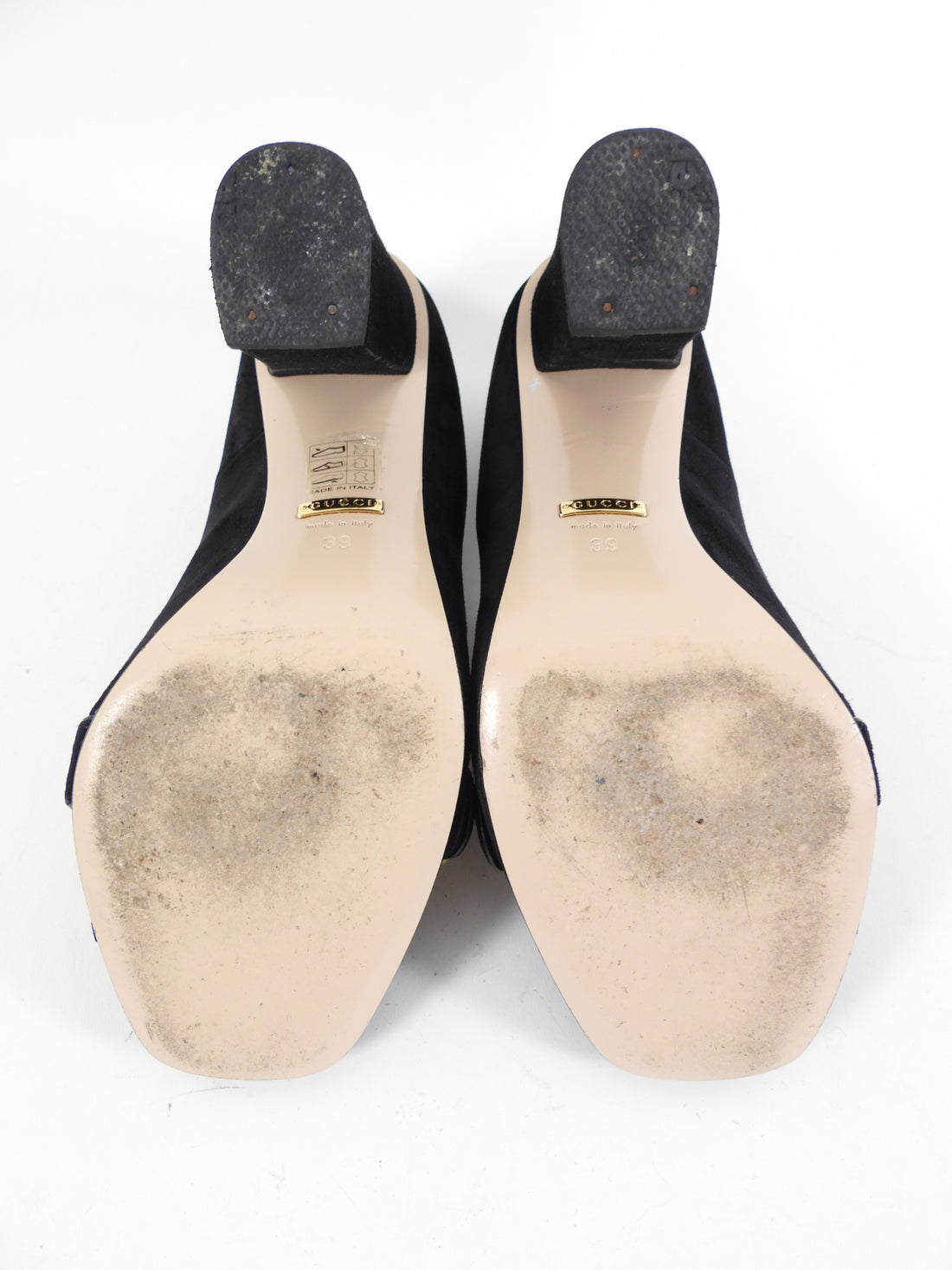 Gucci Marmont Black Suede Block Heel Pumps - 39