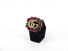 Gucci Fuchsia Crystal GG Marmont Brass Ring - S / 6.5