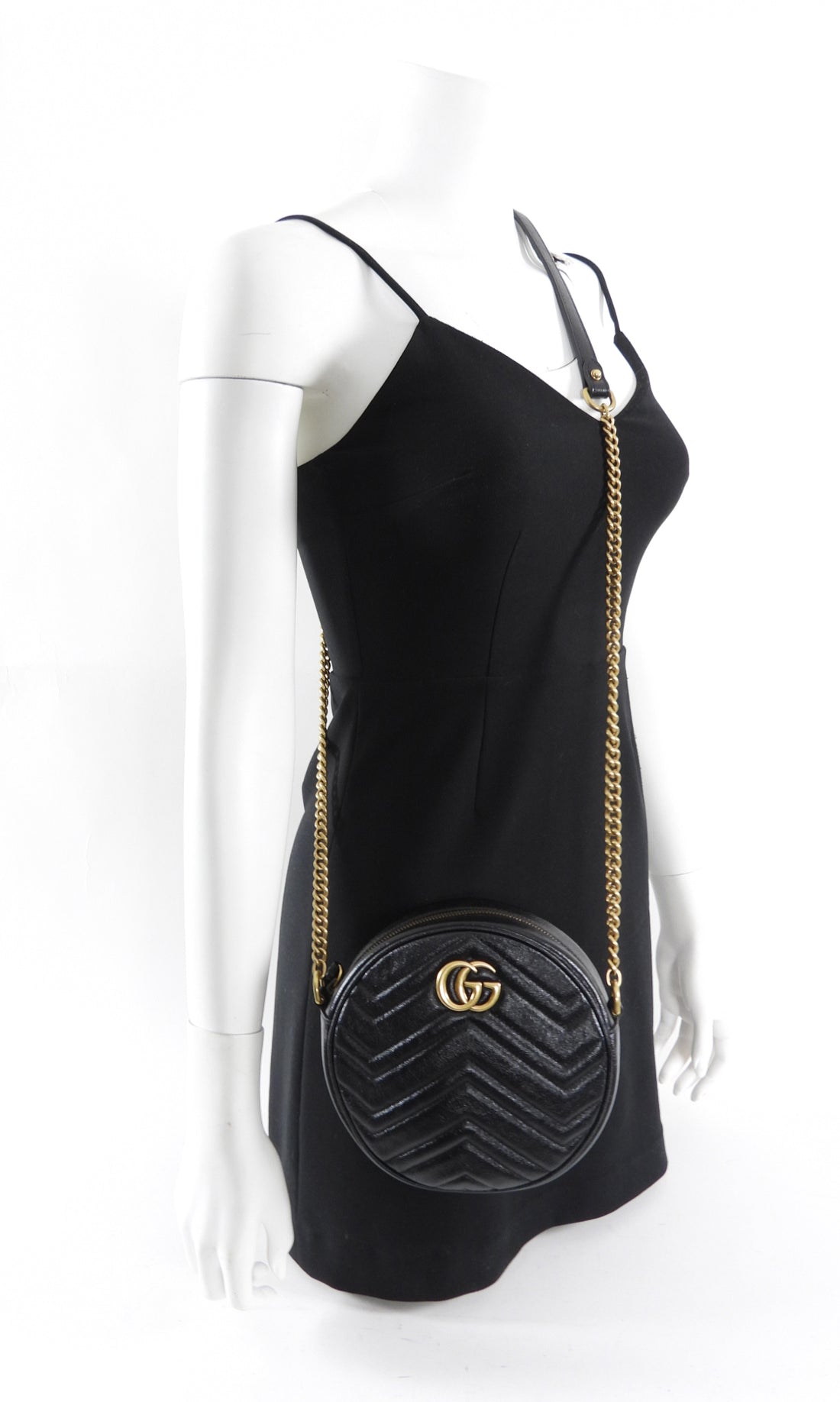 Gucci Black Quilted Leather Round Marmont Crossbody Bag – I MISS