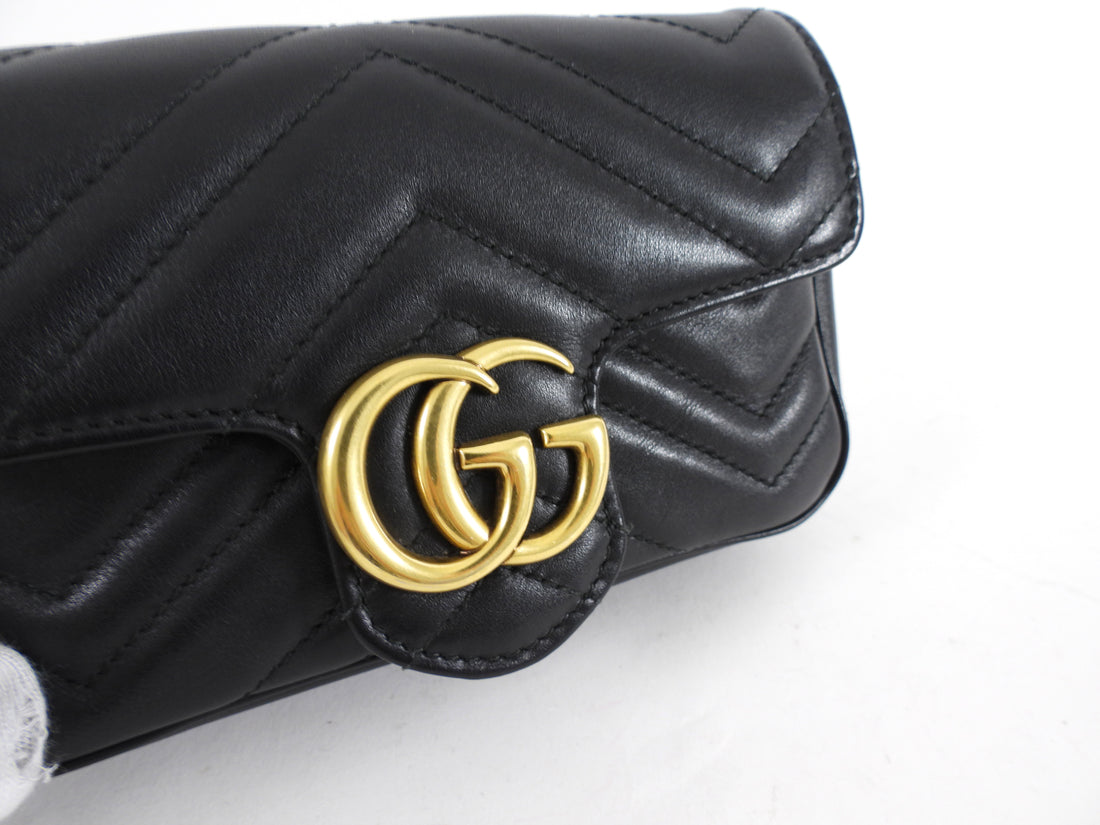 Gucci Black Quilted GG Marmont Mini Chain Shoulder Bag