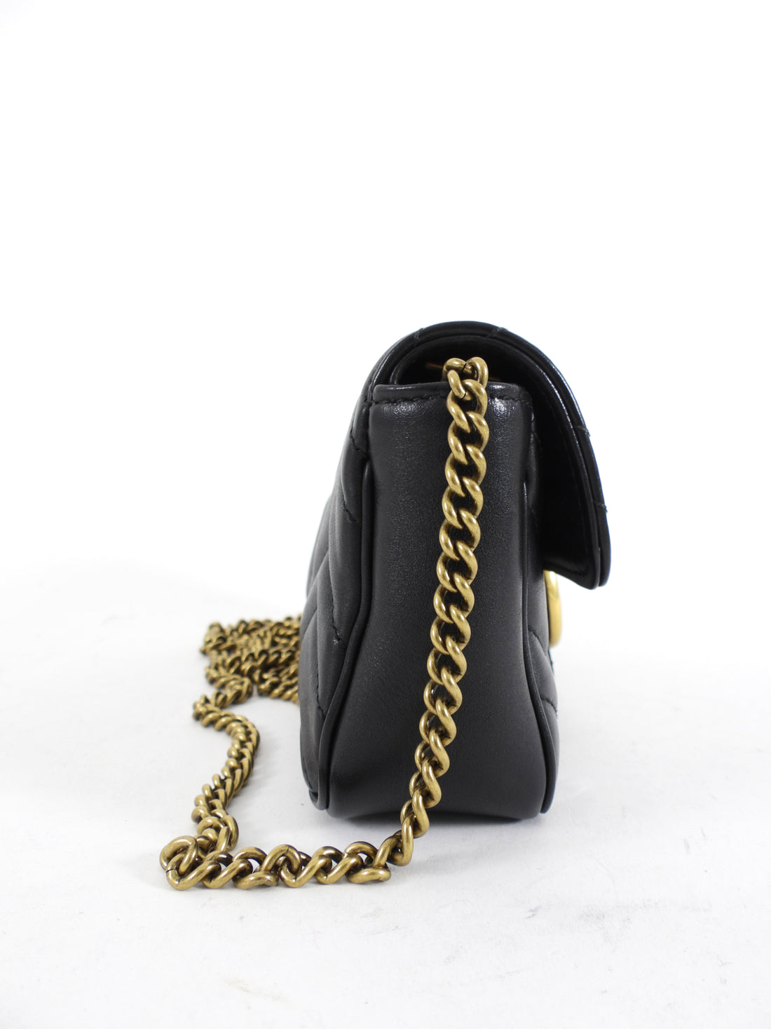 Gucci Black Quilted GG Marmont Mini Chain Shoulder Bag