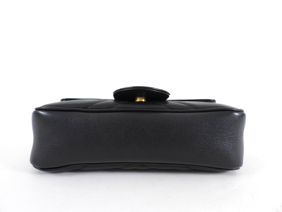 Gucci Black Quilted GG Marmont Mini Chain Shoulder Bag