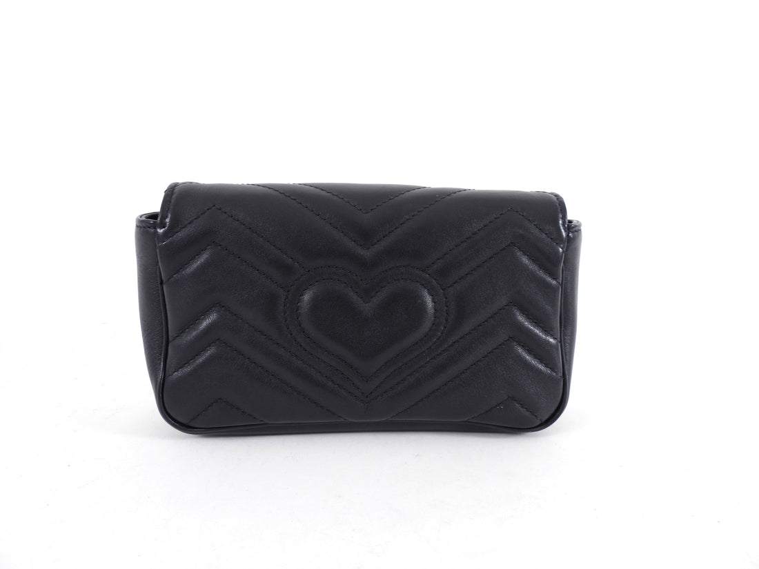Gucci Black Quilted GG Marmont Mini Chain Shoulder Bag