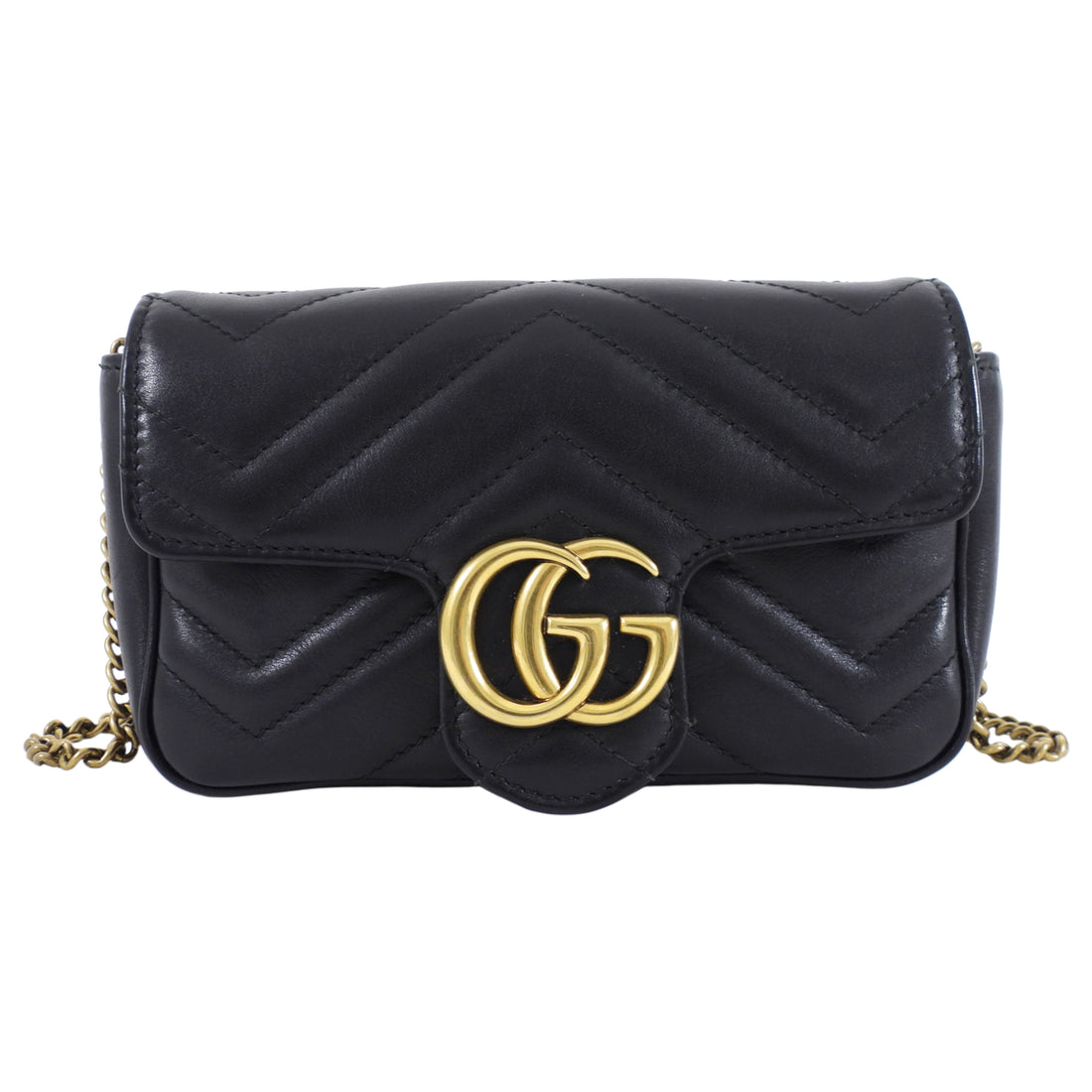 Gucci Black Quilted GG Marmont Mini Chain Shoulder Bag
