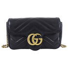 Gucci Black Quilted GG Marmont Mini Chain Shoulder Bag